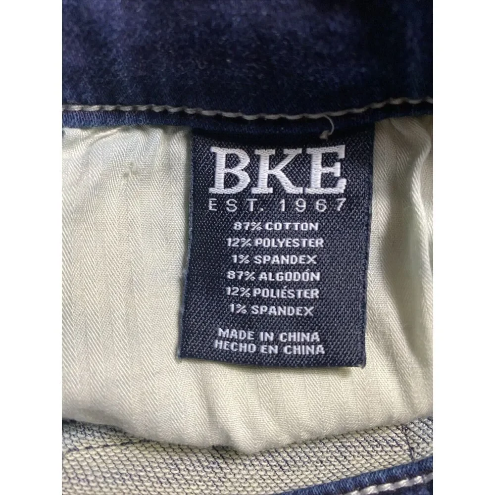 BKE Jake Jeans Mens 30X30 Straight Mid Rise‎ Distressed Blue Stretch Denim